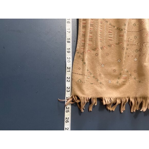 Tan Fringe Button-Up Vest 1X Bentley Plus Aztec Southwestern Rodeo - Picture 3 of 11